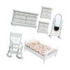 Wooden Doll House Bedroom Furniture Set Bedroom Landscape Accessory Bed Bedside Table Cabinet Figure for Creative Play