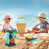 6 Piece Sand Toy Beach Toy Set with Sand Wheel, Truck, Sand Molds, Bucket, Shovel, Water Toy Set, Outdoor Toy for Boys Girls 3 4 5 6 7 Years