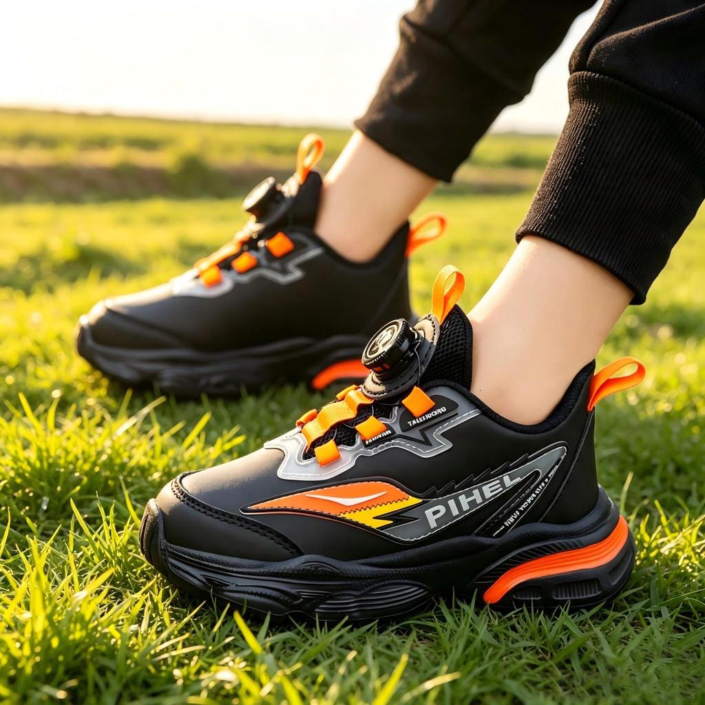2026 Fall Boys' Waterproof Leather Running Shoes - Non-slip, Wear-resistant Sports Sneakers for Students