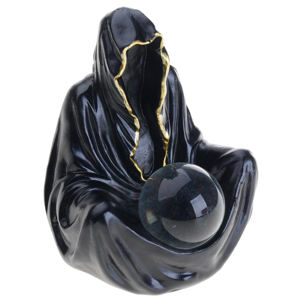 Resins Death God Sculpture Crystal Ball Halloween Decors With Flying Bats For Home Party Collectible Ornament Gift