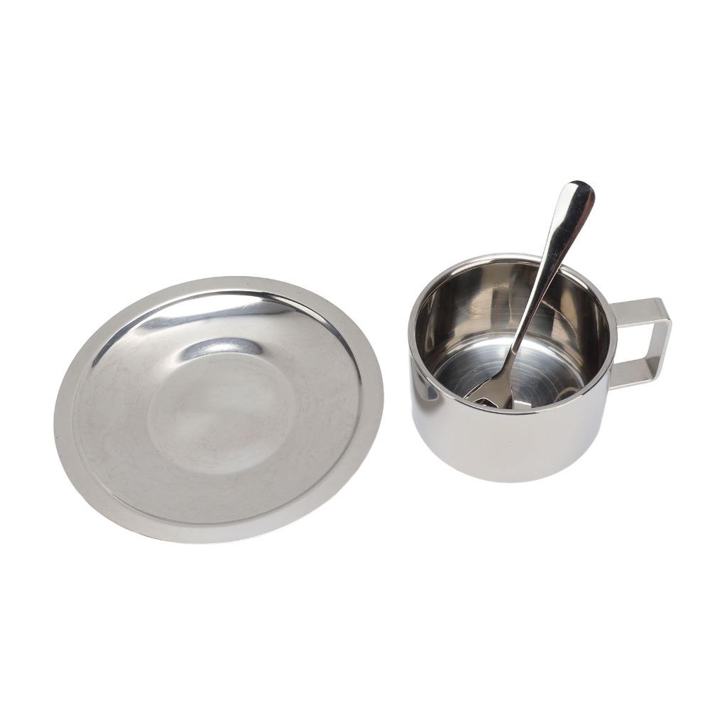 Double Walled Stainless Steel Coffee Cup Rustproof Latte Cappuccino Cup Modern Tea Cup  Cafe