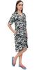 Bimba Floral Print Black Women Sleepshirt Notched Collar Sleepwear Nightshirt -