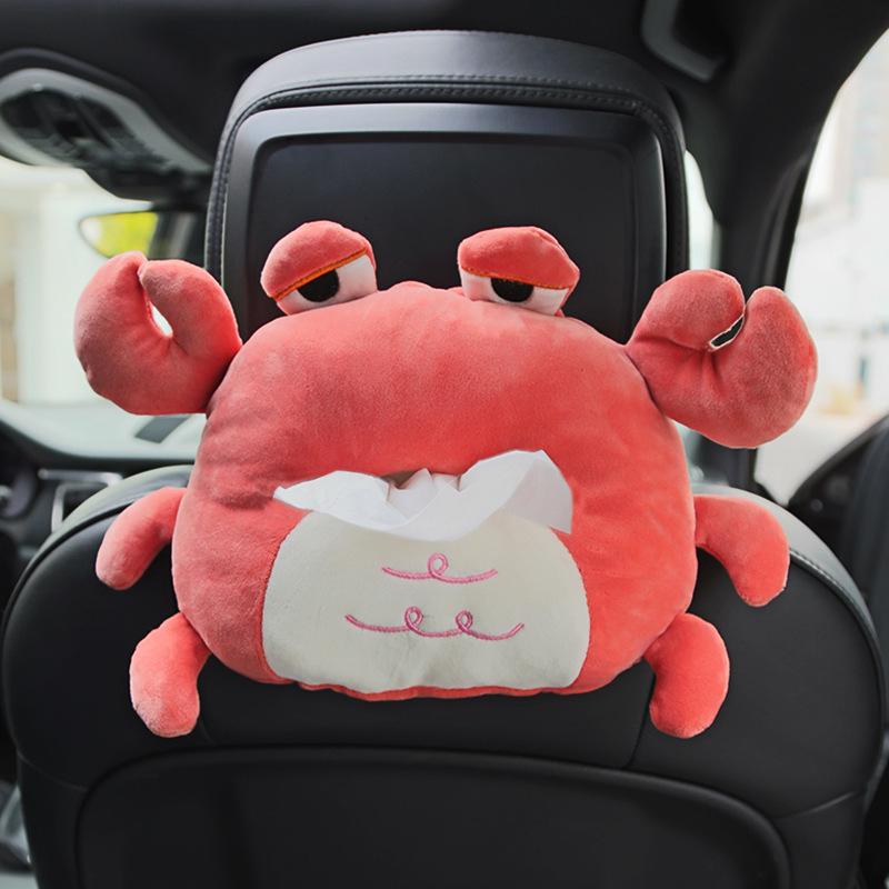 Cartoon Plush Car Tissue Box for Armrest: Cute Hanging Paper Dispenser and Interior Decoration