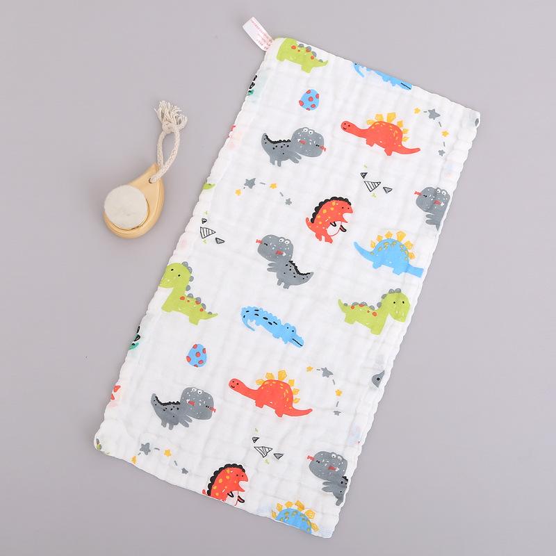 6 Layer Pure Cotton Baby Gauze Square Towel High Density Printed Children Face Washing Saliva Towel Soft Absorbent