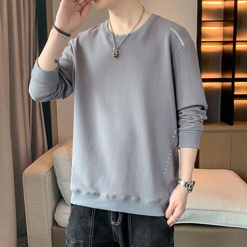 Men's Trendy Loose Fit Hoodie: Spring & Autumn Long Sleeve Pullover with Round Neck
