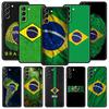 Large Brazil Flag Soft Phone Case For Samsung Galaxy S25 Edge S24 Plus S23 FE S22 S21 S20 Ultra 5G S10 Black Protect Cover