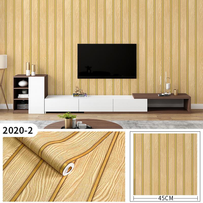 45cm*10m Selbstklebende PVC Wasserdicht Abziehen & Aufkleben 3D Gestreifte Paneele Holzmaserung Tapete Möbel Akzentwände & Heimrenovierungsdekor