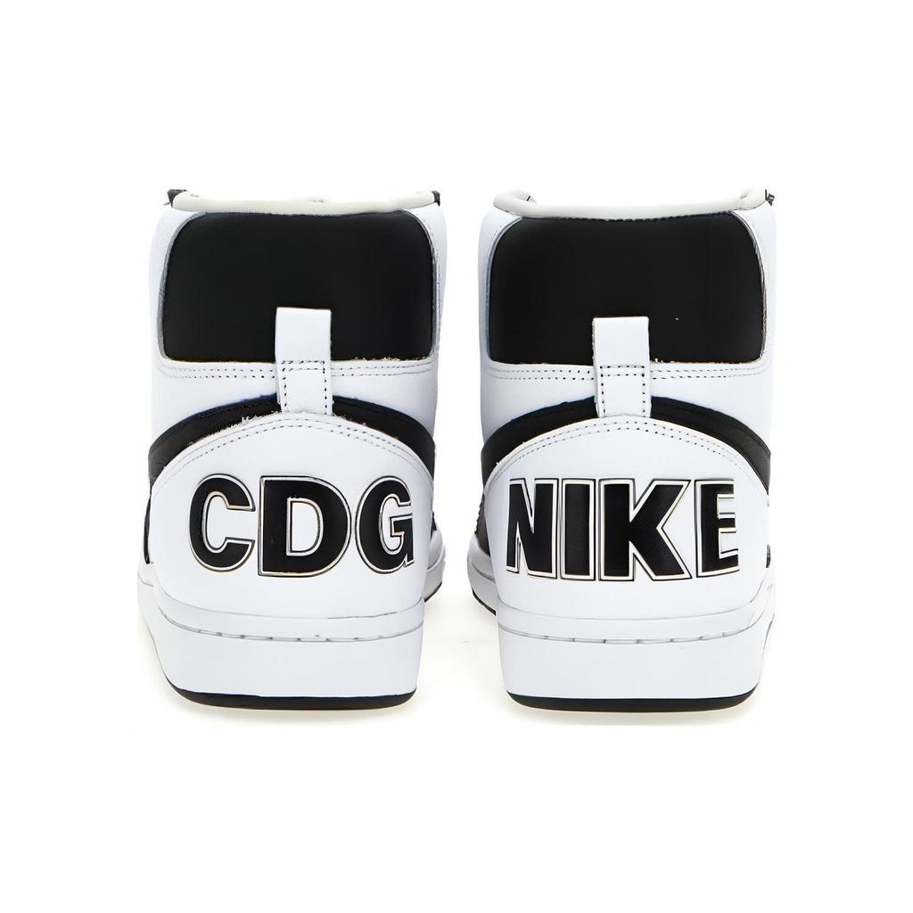 Nike CDG X Leather Round Toe Lace-Up High-Top Sneakers Men sneakers Black White PKK1050011