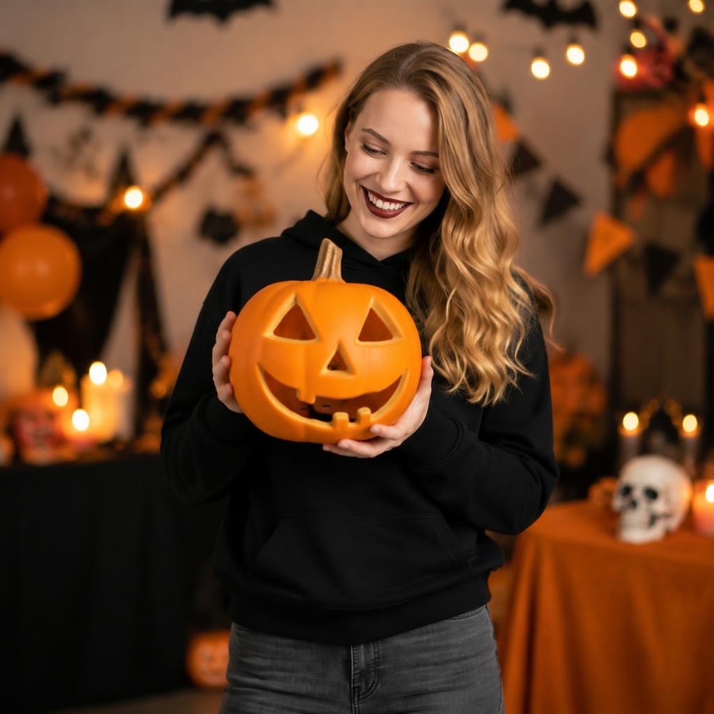 Hollowed Jack-o-Lantern Pumpkin Decoration Halloween Pumpkin Lantern Lighted Pumpkin Ornament for Indoor Outdoor Seasonal Display