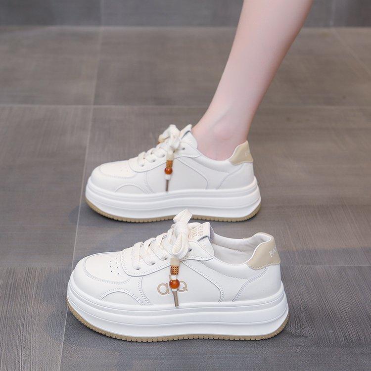 thick-soled little white shoes women's 2025 new muffin spring and autumn women's shoes soft-soled students breathable height-increasing sports
