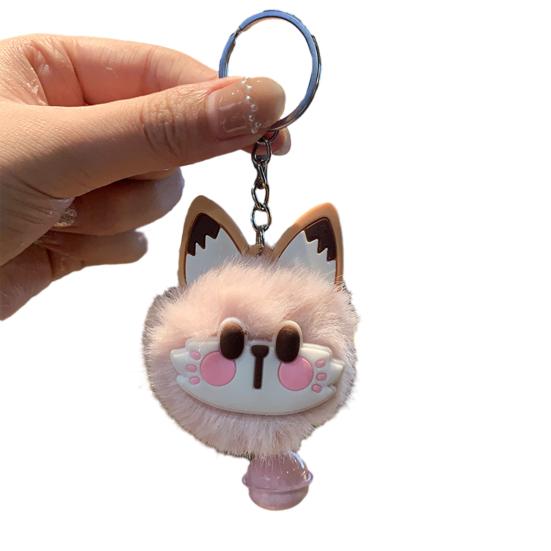 Keychain Rabbit Ear Soft Plush Ball Charm Key Chain Car Keys Bags Backpacks Kids Travel Accessories Stress Relief Gift