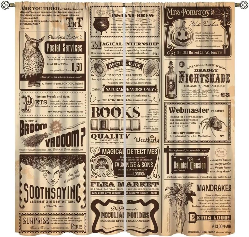 Tende con Mappa del Mondo Vintage, Tende Nostalgiche Stile Mid-Century Retrò con Stampa Mappa del Vecchio Mondo per Camera da Letto Soggiorno Cucina Caffetteria