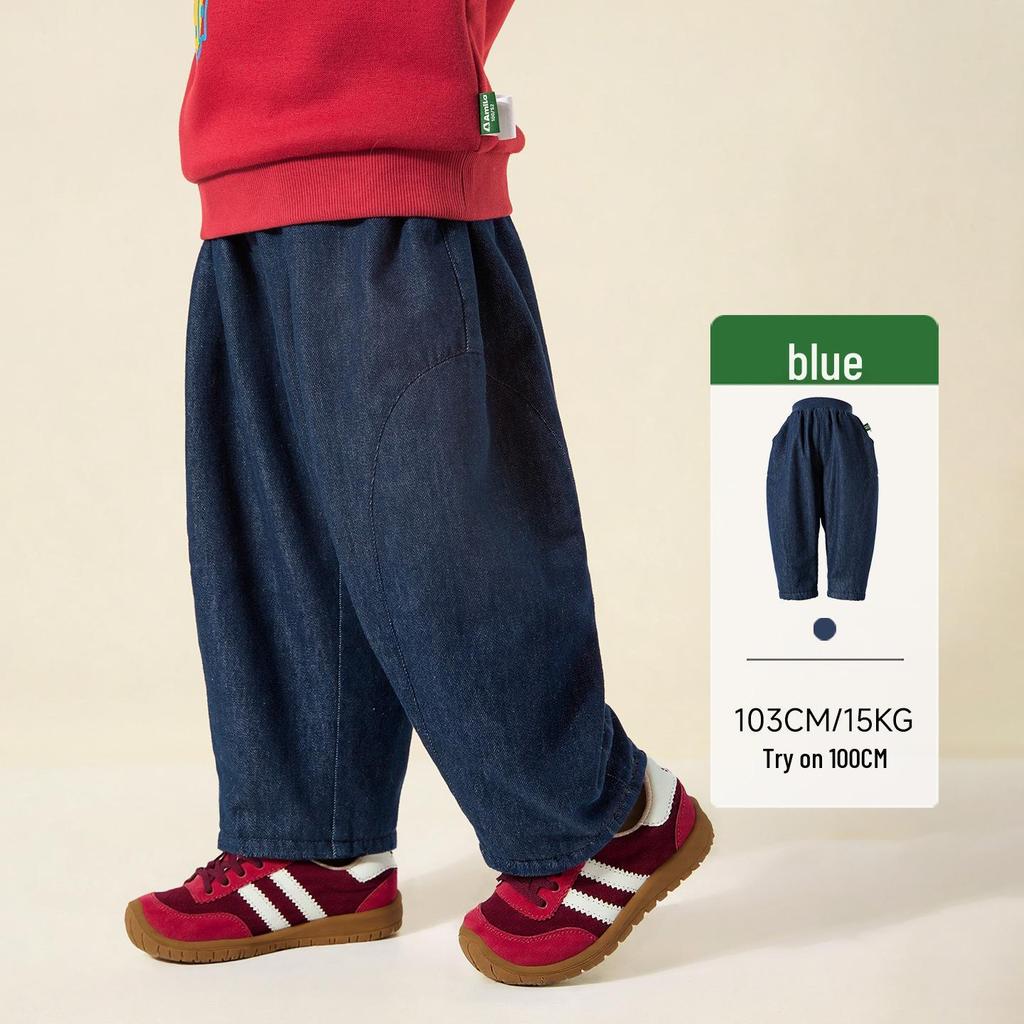 Tongbei Kids' 2025 Winter Fleece-Lined Jeans - Warm, Versatile, Fashionable for Boys & Girls.