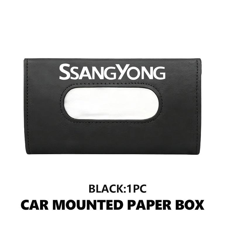 Car Tissue Box Towel Sun Visor Hanging Paper Holder Storage Decor For SsangYong Musso Rexton Torres Kyron Actyon Tivoli Rodius