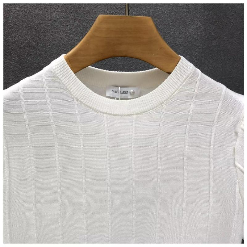 Men S Ice Silk Knit Short Sleeve T Shirt Casual Summer