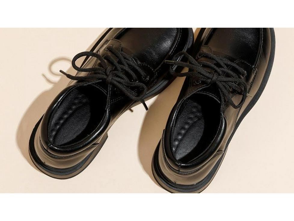 Women's Genuine Leather Fleece-Lined Loafers - Thick Sole, Slip-On, Lace-Up, British Style for Autumn and Winter