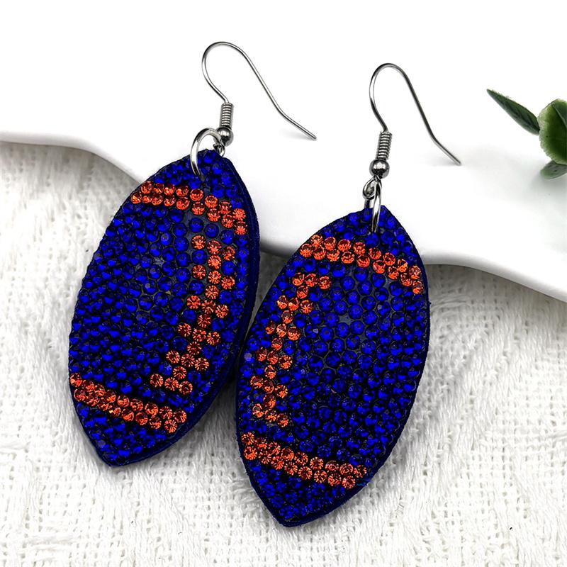Rugby American Football Balls Dangle Earrings for Women Men Crystal Black Color Sports Style Earrings Jewelry joyeriaZZZ1063