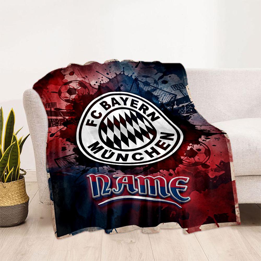 Bayern Munich Poster Personalized Name Blanket Throw Personalized Blanket Soft & Cozy Throw For Livingroom Sofa Bed Seaside All-Season Use