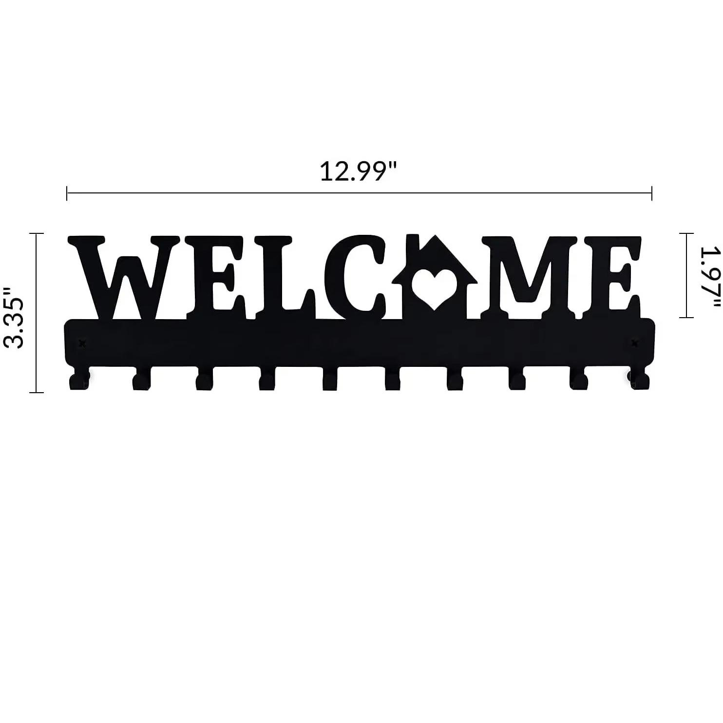 

Настенный держатель ключей – металлический дизайн «WELCOME» с крючками для одежды, стильная вешалка для ключей и пальто M чёрный