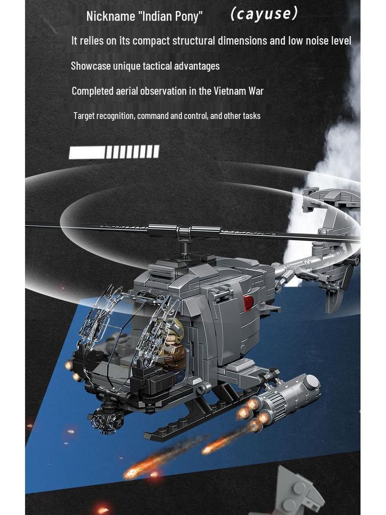 Compatible Lego Small Particle Building Blocks Helicopter Model - Children's Educational Assembly Insert Toy.