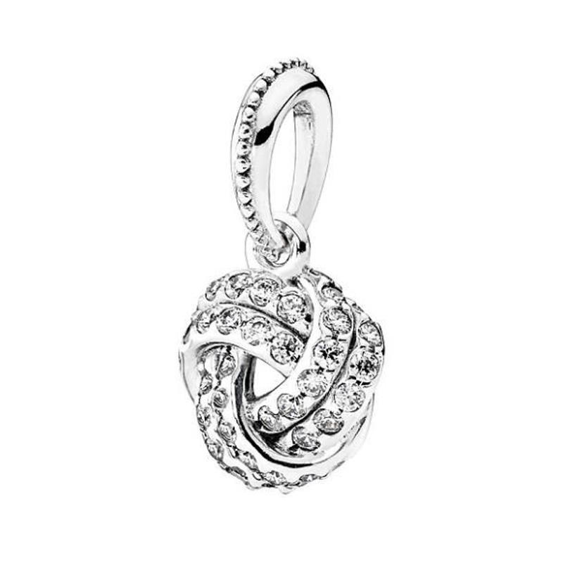 Pandora Center Knot Pave Design - Necklace/Pendant Women s Silver 390385CZ серебряный