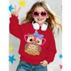Kids Sweatshirt , Round Neck Sweatshirt Spring Autumn Cartoon Owl Big-Eyed Heart Glasses Bow Cute Print Casual Sweatshirt