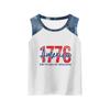 Girls Sleeveless Loose Fit Tank Top Independence Day Print Denim Patchwork Round Neck T Shirt Summer Casual Tee