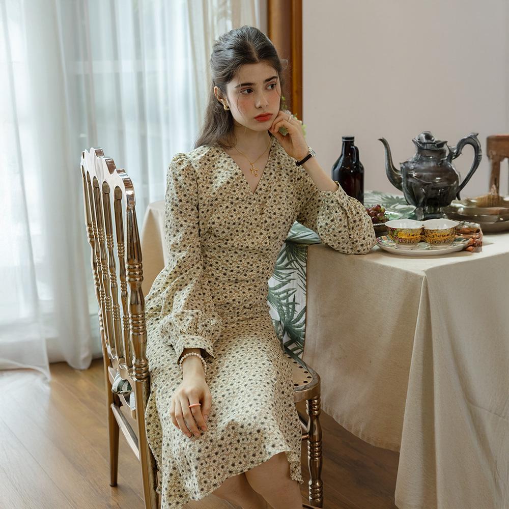 Peulaudeumali Pm_Flower World Long Sleeves Dress_Green