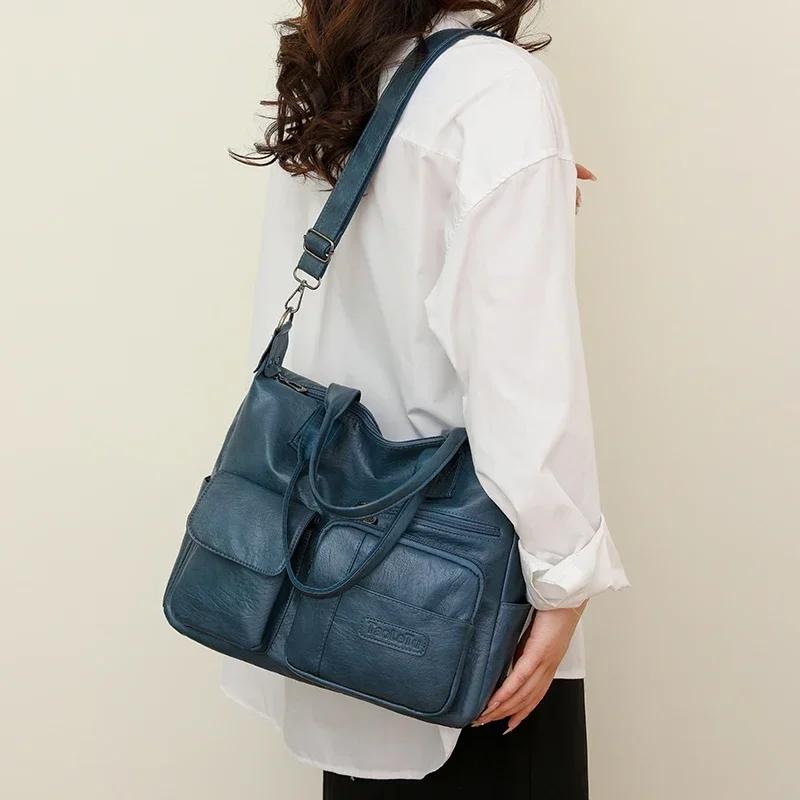 Damen-monochromatische PU-Reißverschlusstaschen elegante Crossbody-Taschen hohe Kapazität lässige Umhängetaschen Nahtlinie neue Marke Mode
