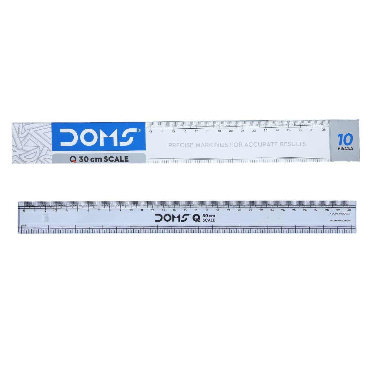 

Doms Q Series 30 Cm Transparent Scale Pack Of 10 Durable Plastic Ruler For School Office Geometry Measuring Tool