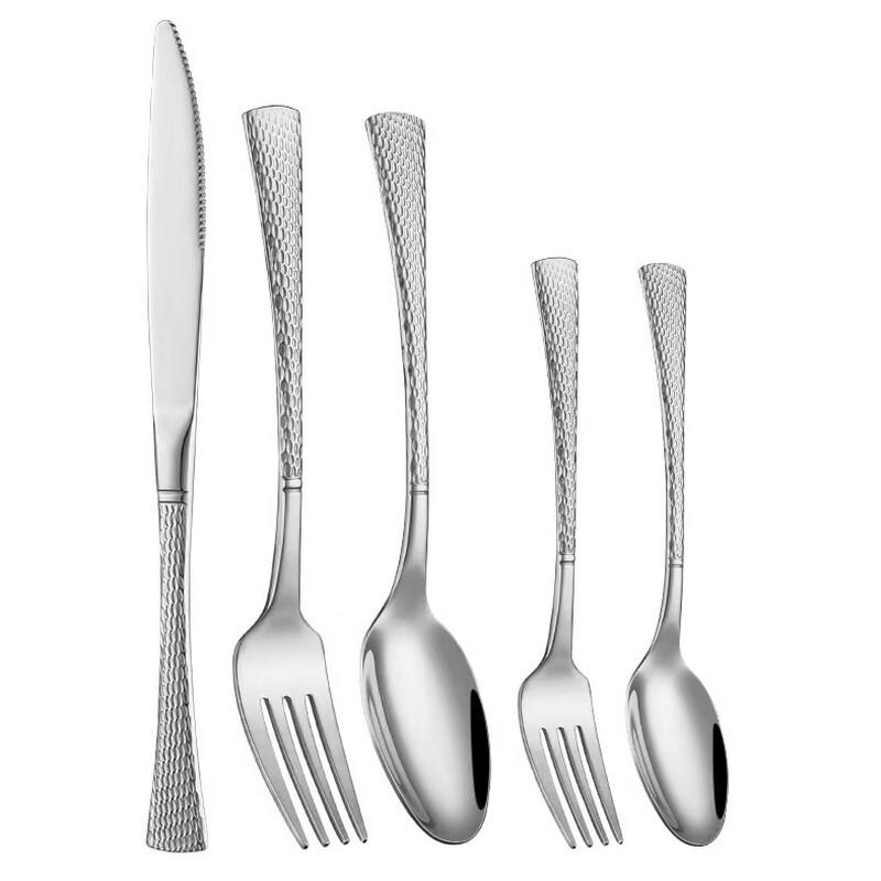 Abay Fish Tail Hammered Stainless Steel Dessert Spoon Set