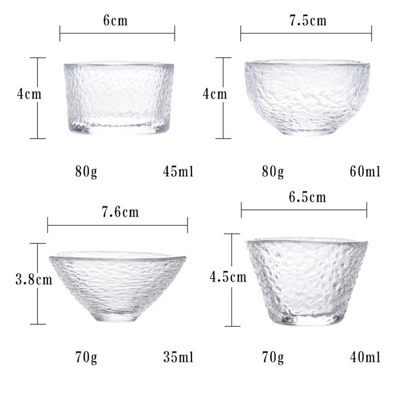 Japanese-Style Handmade Hammered Glass Small Teacup Sake Cup Tea Glass Cup