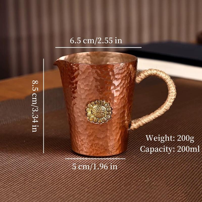Vintage Pure Copper Moscow Mule Mug Engraved Flower Durable Coppery Beer 200ml Mugs Coffee Mug Milk Cup Weave Handle Drinkware