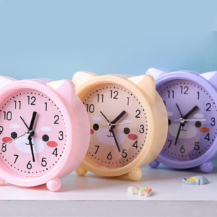 Kids' Decorative Kitten Alarm Clock with Ears and and Quiet Movement Perfectly for Bedroom or Dorm Accessory