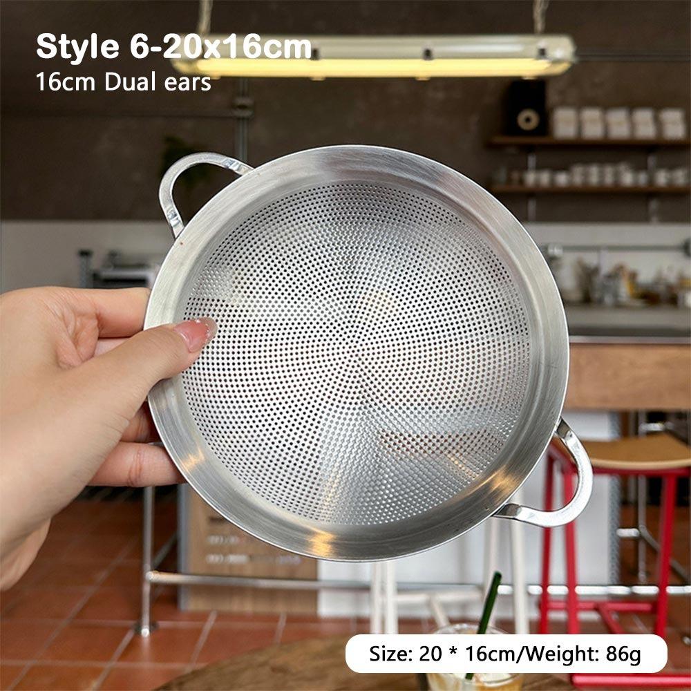 New Double Handles Stainless Steel Colander Fine Mesh Oil Draining Flour Sieve Drain Tool Fine Mesh Strainer Cooking Utensil