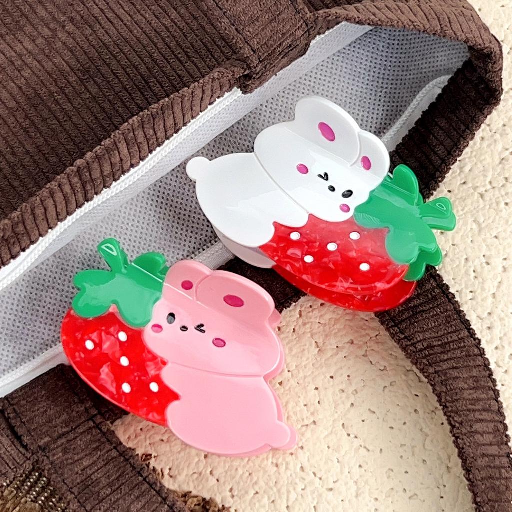 1pc Cute Strawberry Rabbit Hair, Catching Female Hair, Shark Clip Headpiece, New Animal Cartoon Hair Accessories