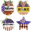 Colorful Welcome Wooden Sign With Usa Stars And Stripes Perfect For Decor Holiday