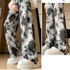 Ink Painting Wide-leg Pants Women's Summer Thin Small Straight-leg Pants Medium-printed Ice Silk Casual Floor-mopping Pants