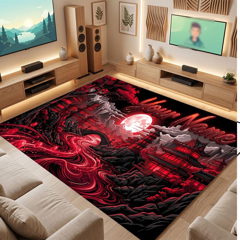 Space Cosmic Theme Crystal Velvet Floor Rug Personalized Custom Name Text Warm Carpet Home Decoration