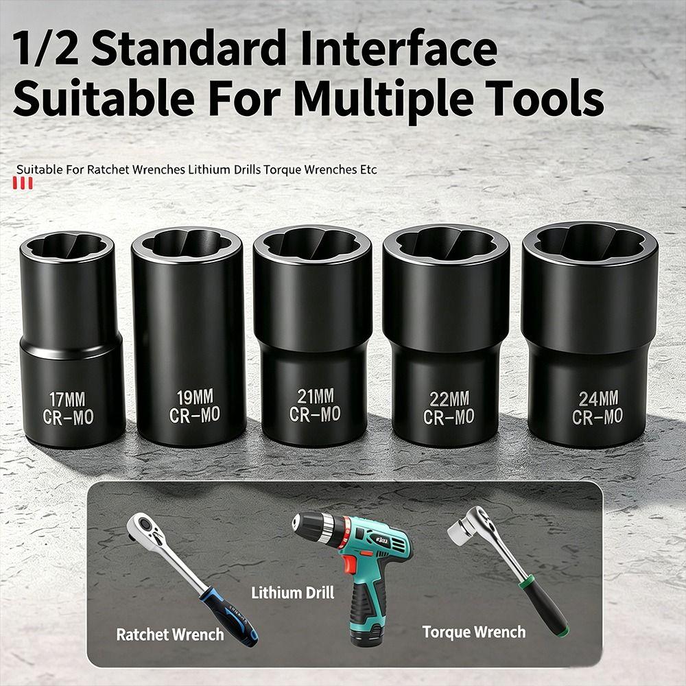 High-Torque Broken Nut Extractor 1/2 17-24mm Damaged Bolt Extractor Damaged Fastener Removal
