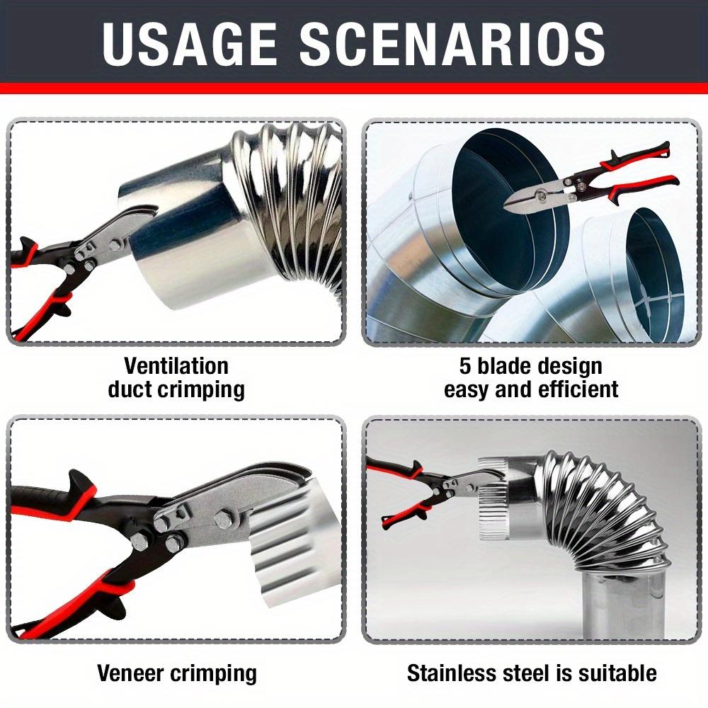 5 Blade Sheet Metal Crimper Tools-Hand Crimper Pipe Swaging 24-28 Gauge Prevents Clogging/Swelling for Downspouts/Ductworks/HVAC