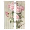 Rosa Rose Vintage Tüll Fenstervorhang für Wohnzimmer Moderner transparenter Vorhang für Schlafzimmer Küche Vorhänge individuell