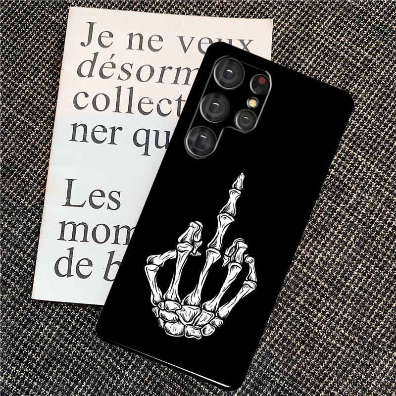 Skeleton Middle Finger Case For Samsung Galaxy S25 S24 Ultra S20 S21 S22 S23 Ultra S9 S10 Plus S25 FE Back Cover