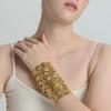 INS Vintage Classic Wide Side Geometric Ginkgo Flower Opening Bracelet 18K Gold Plated Stainless Steel Bracelet Jewelry