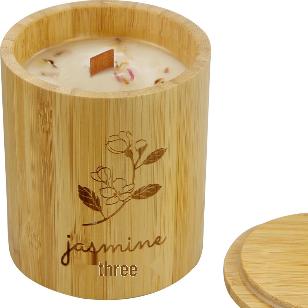 

Smokeless Soy Wax Candle in Bamboo Tube with Dried Flowers, Gift Boxed Scented Candle жасмин