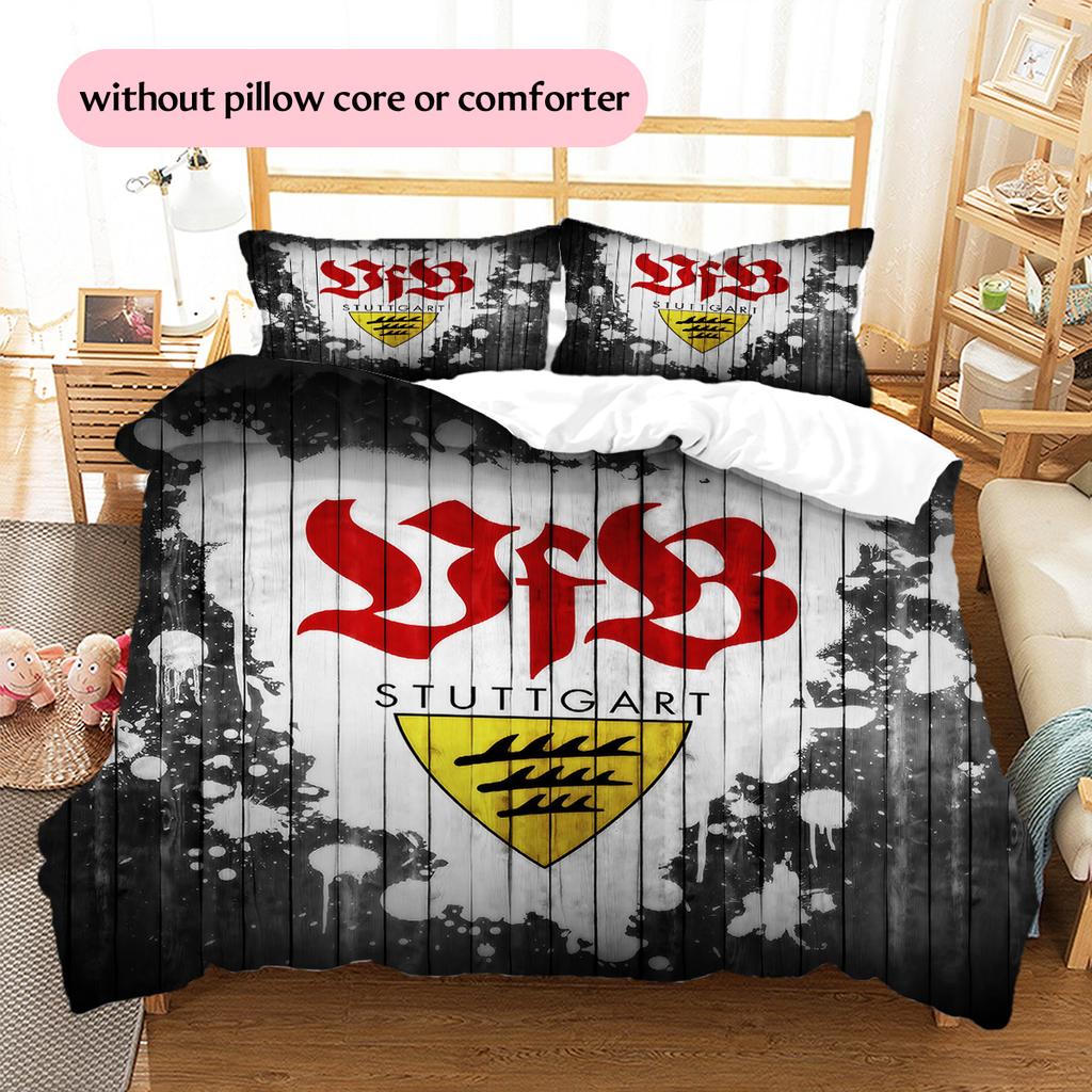 Set Copripiumino Trapuntato con Motivo VfB Stuttgart Decorazione per la Casa Regalo (1 * copripiumino + 2 * federe senza imbottitura)