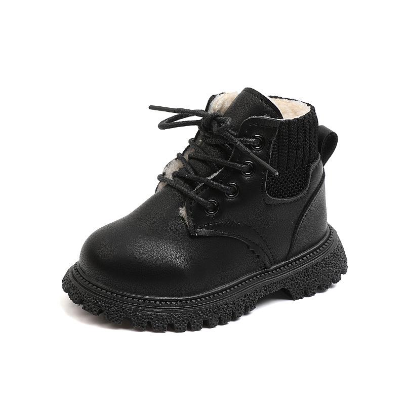 2021 Kids' Winter Velvet Ankle Boots - Boys' Martin Style, Girls' Soft Sole, Cotton Leather