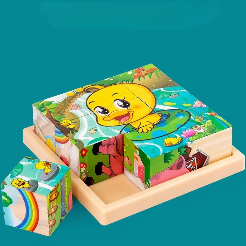 3D Wooden Puzzle – Educational Flip & Build Blocks for Kindergarten Kids