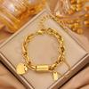 Stainless Steel Heart Charm Bracelet Women Men 18K Gold Plated Titanium Couple Jewelry Hypoallergenic Lightweight