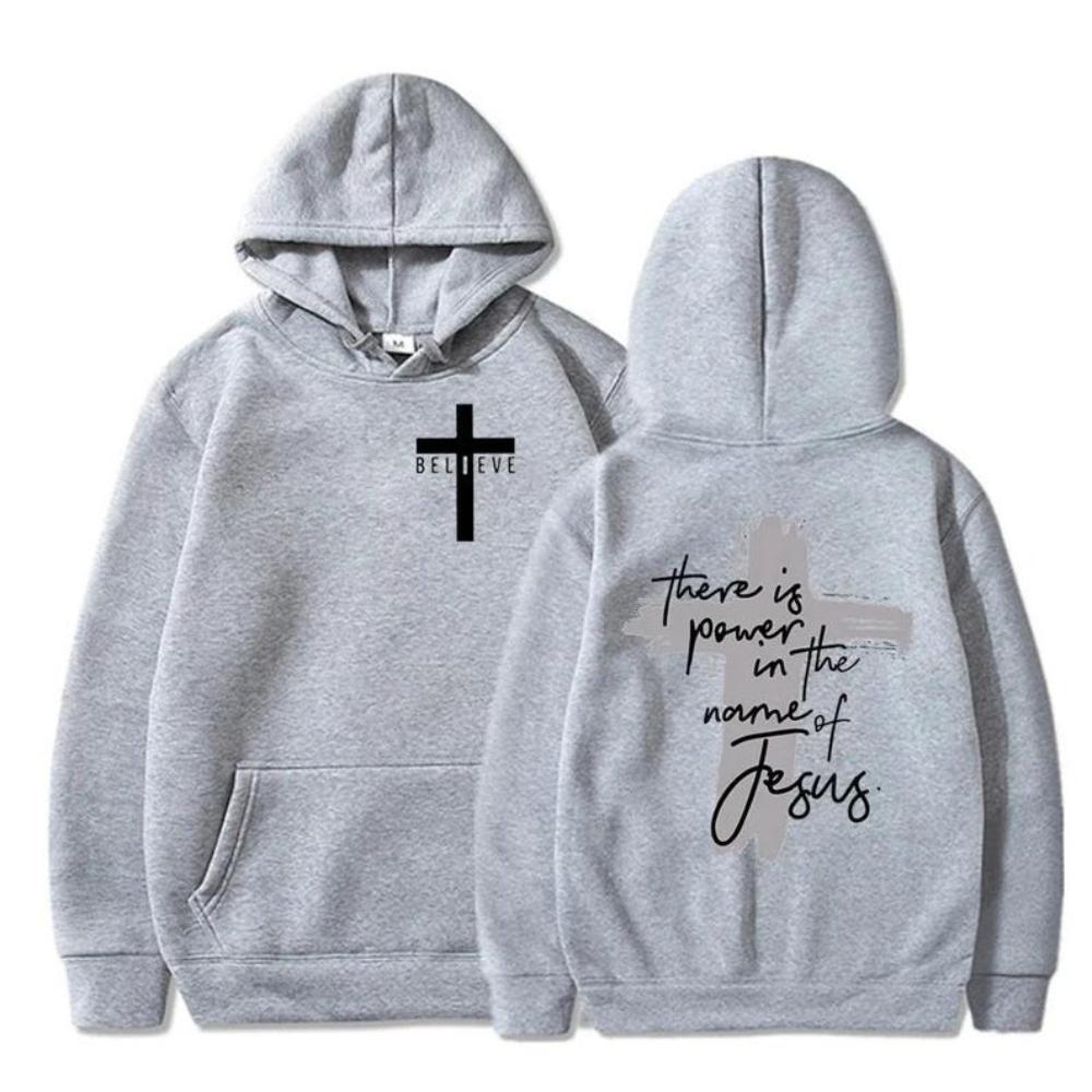 God Is Good Christian Faith Woman Hoodies There Is Power in The Name of Jesus Graphic Hoodie Fashion Streetwear